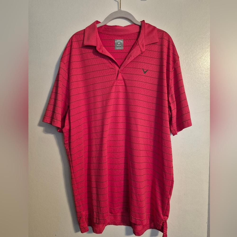 Callaway Red Striped Polo Shirt